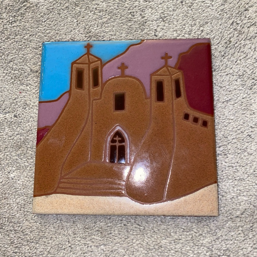 Terracotta Tile‎ Trivet Native American Italy